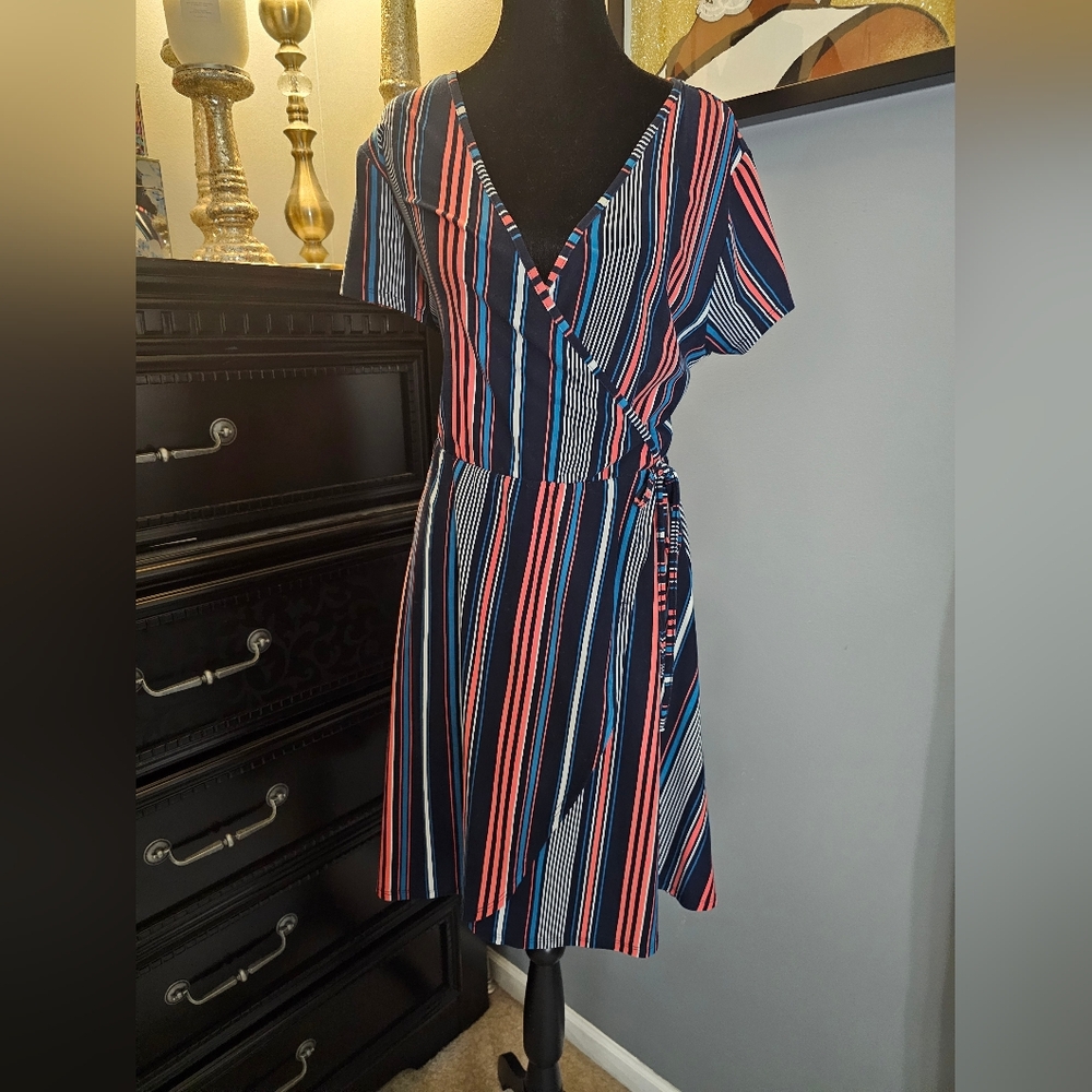 2/$7 No Boundaries Blue and Red Casual Button Down Shirt